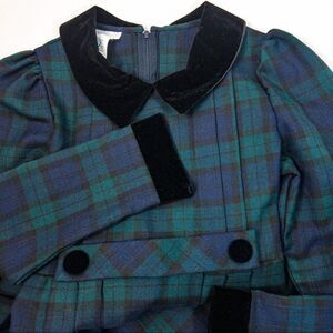 Vintage Bonnie Jean New York Green Plaid Formal Party Dress Sz 10 (Girls)